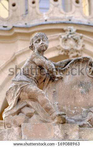 Sculpture on church wall St.George in Lviv