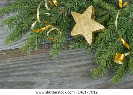 Christmas composition with a golden decorations
