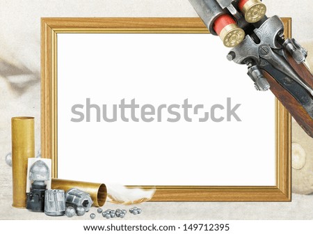 frame for photo with hunting accessories