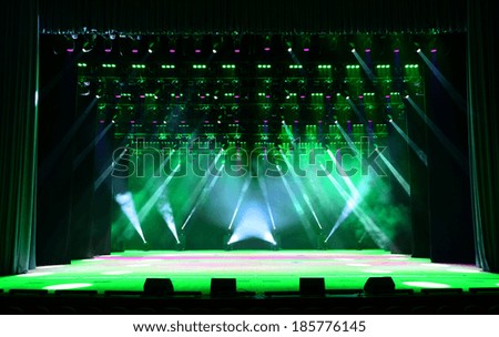 Illuminated empty concert stage with smoke Illuminated empty concert stage with smoke