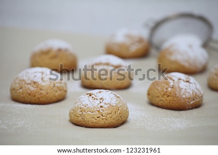 Hand-made Honey cookies under sugar powder