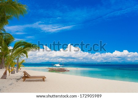 beautiful travel landscape blue hot sun sea dream sunbed palm tropical nature background holiday luxury resort island coral reef water fresh weather paradise concept postcard