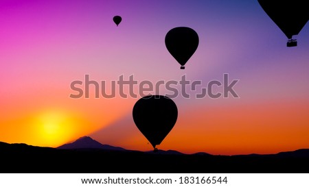 Turkey Cappadocia beautiful balloons flight stone landscape