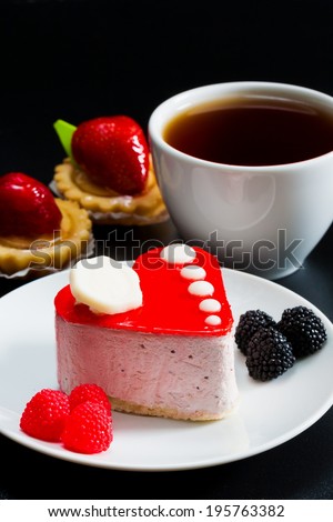 delicious and tasty sweet cake with berries