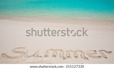 inscription letters  of sea tropical   romantic  atoll island paradise luxury  resort about coral reef