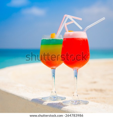 fruit  juicy  alcoholic cocktails in sea tropical  Maldives  romantic  atoll island paradise luxury  resort