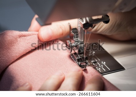 beautiful background sewing electric machine woman leisure lifestyle, shallow depth of field