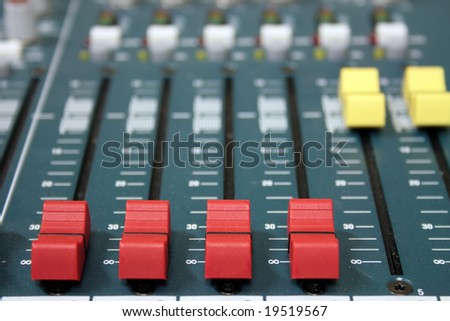 audio sound mixer in the recording studio