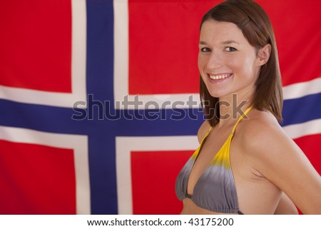 brazilian flag bikini. ikini over norwegian flag