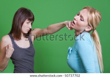 conflict between women - brutal punch to the face
