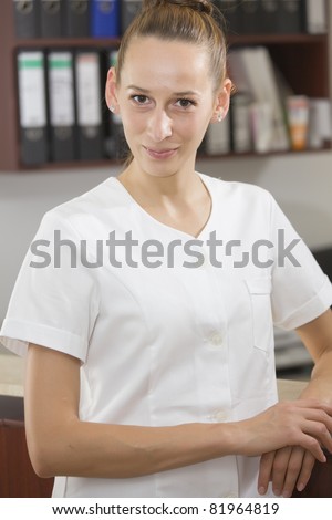 Nurse in the reception area of a medical office