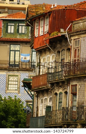 thin houses in old town, Porto, Portugal
