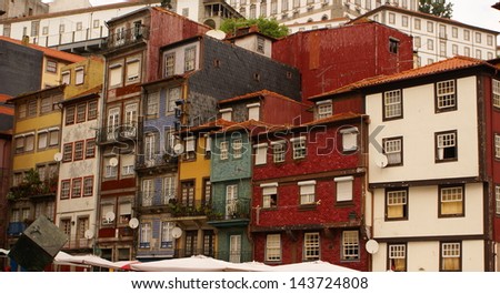 thin houses in old town, Porto, Portugal