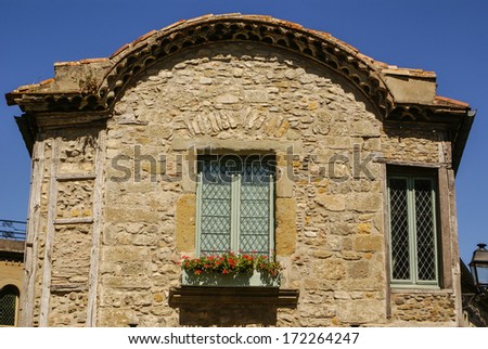 Ancient house in the medieval city of Carcassone, southern France