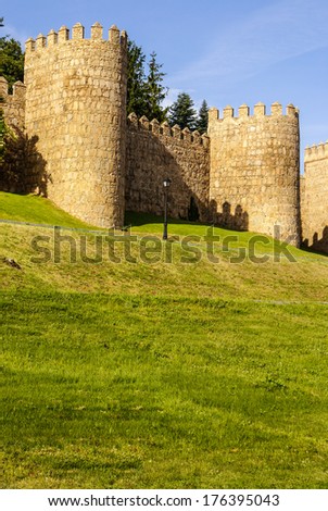 Scenic medieval city walls of Avila, Spain, UNESCO list