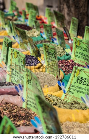 Spices Store at the Oriental Market in Granada, Spain