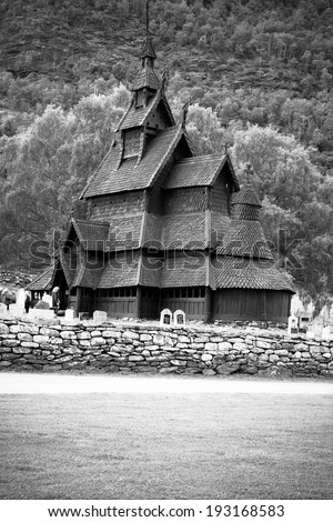 Borgund Stave church. Built in 1180 to 1250, and dedicated to the Apostle St. Andrew