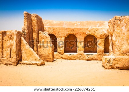 The houses from planet Tatouine - Star Wars film set,Nefta Tunisia.