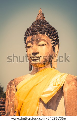 Buddha Statue Portrait Wat Yai Chai Mongkhon Ayutthaya Bangkok Thailand