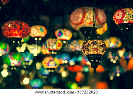 Arabic lamps and lanterns in the Marrakesh,Morocco