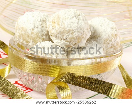 Christmas tea cookies, also known as Russian tea cakes and Mexican wedding cookies