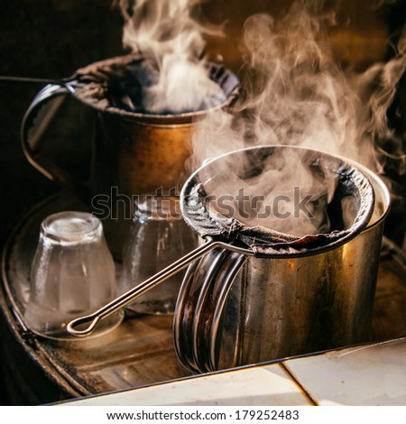 Steaming Thai traditional tea maker