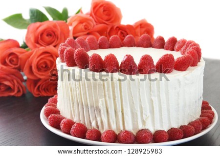 Cake with raspberry
