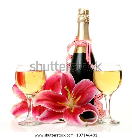 Wine and pink lily