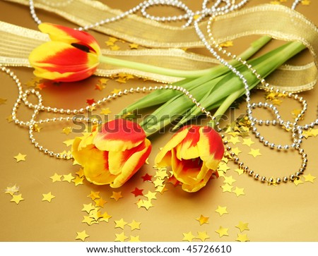 Tulips and decorative tape