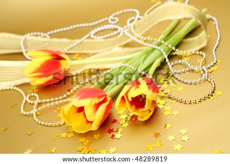 Tulips and decorative tape