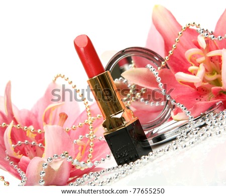 Decorative cosmetics and flowers