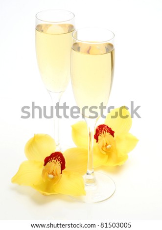 Wine and yellow orchids