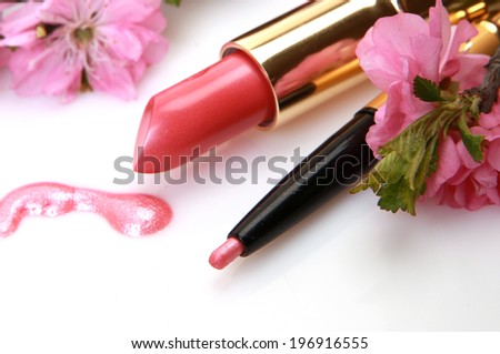 Decorative cosmetics and flowers
