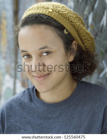 Beautiful Young Girl in Beanie Hat