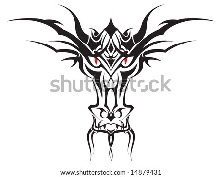 stock vector Detailed vector of a tribal Dragon Face
