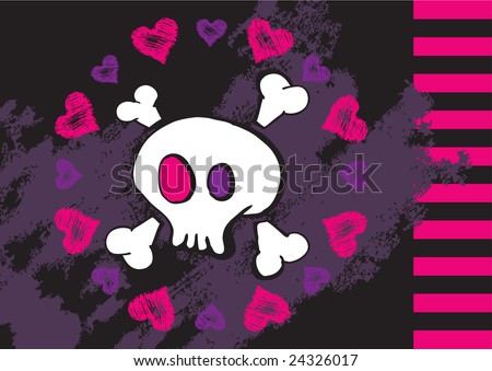 emo black and pink background. stock vector : Hand drawn Emo