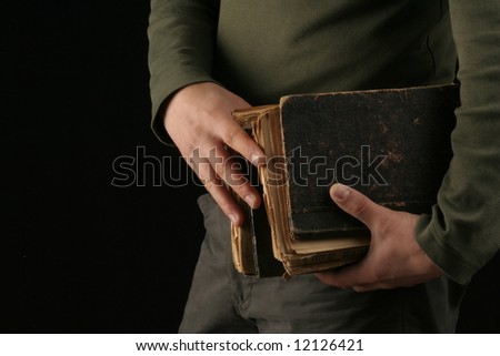 study man carry old book