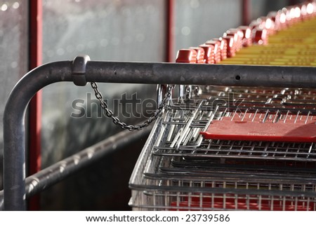 trolley shopping carts close up