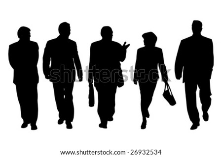 stock vector Group of business people walking and talking vector 