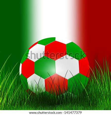 soccer ball with Italian flag on green field