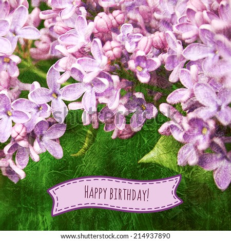 birthday card with vintage lilac