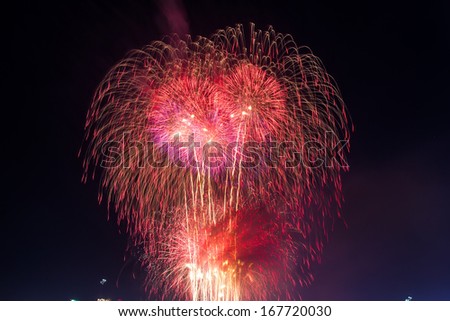 Fireworks of festival have heart model  and beautiful