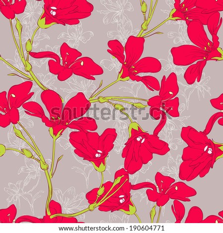 Red flower  on gray  background