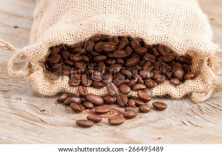 Coffee beans in coffee bag
