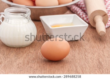 eggs, milk and pin