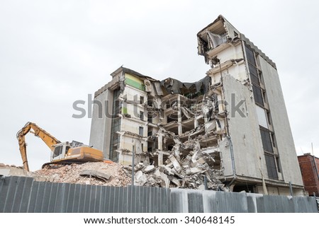 demolition of a building in the harbor area in Gdynia- Poland
