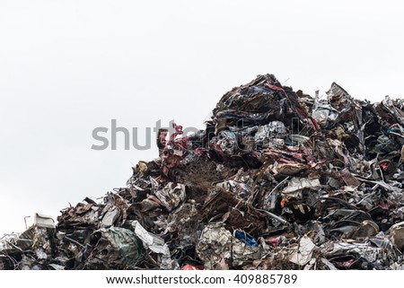 a pile of scrap metal isolated on white background
