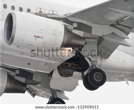 Engine, landing gear and wings mechanization on takeoff