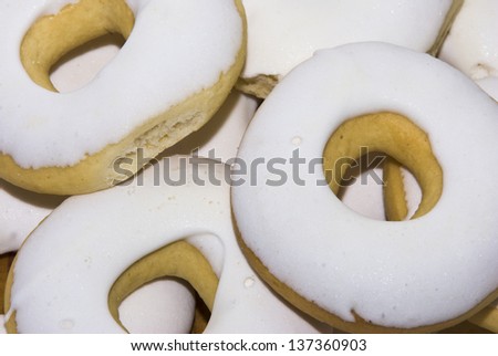 group donuts with cream , bakery and feeding