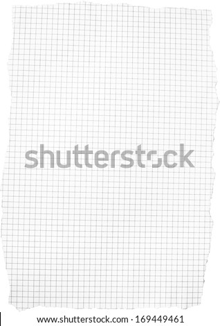 Mathematical sqare scrap paper isolated in white background.